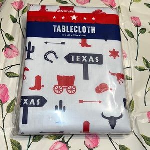 New Texas Icons Themed PEVA Plastic Flannel Backing Tablecloth 52in x 70in